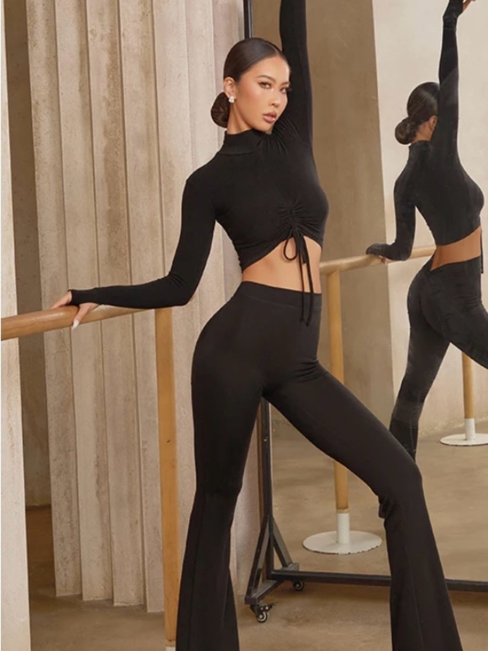 High-Rise Black Flare Pants — Sleek Bootcut Leggings